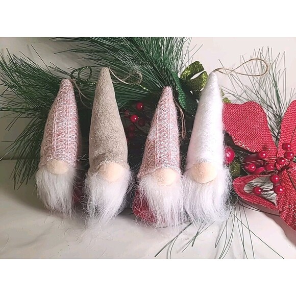 NWT Lot of 4 Vdealen Holiday Christmas Ornament Gnome Plush Red Gray Pink 6" - Picture 1 of 6